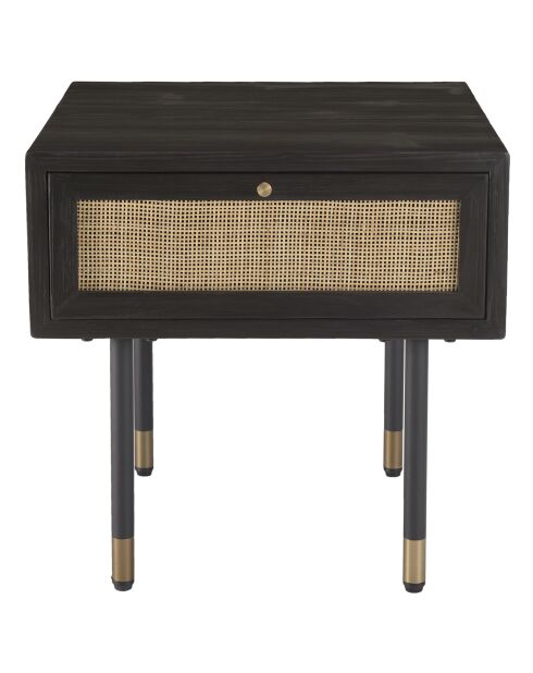 Table de chevet 1 tiroir Yanis beige/noir - 50x46x50 cm