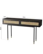 Console 2 tiroirs Yanis beige/noir - 140x35x80.5 cm