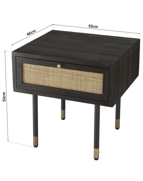 Table de chevet 1 tiroir Yanis beige/noir - 50x46x50 cm