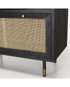 Buffet 2 portes Yanis beige/noir - 80x40x85 cm