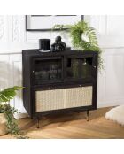 Buffet 2 portes Yanis beige/noir - 80x40x85 cm