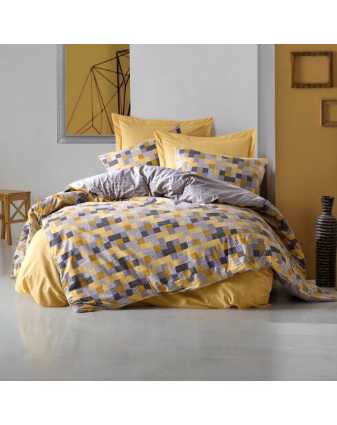 Parure housse de couette  Elon jaune/gris/noir