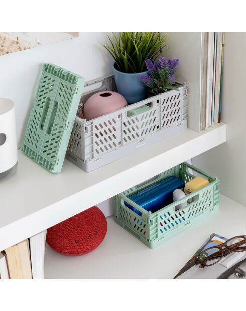 3 Caisses de rangement gris/vert