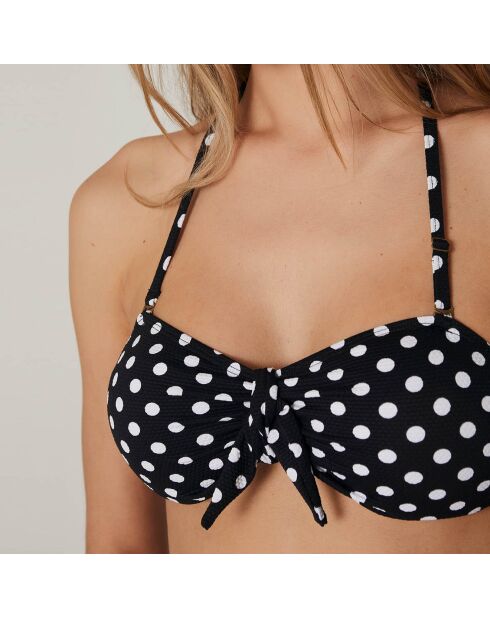 Maillot de Bain 2 pièces bandeau Life Dots noir/blanc