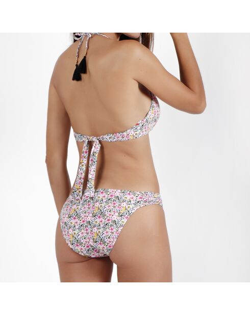 Roze bloemenpak met veelkleurige huid, 2-delig push-up badpak