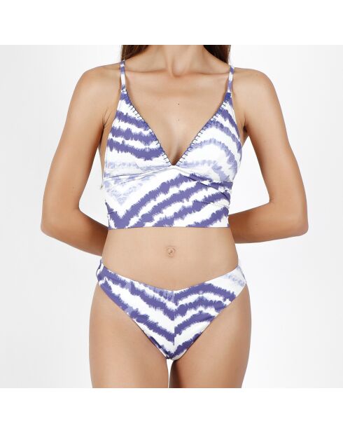 Traje de baño blanco e índigo Tie & Dye de 2 piezas