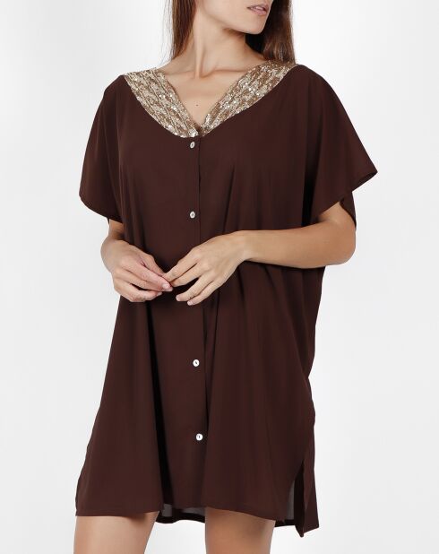 Robe Bright Sequins marron
