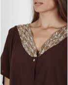 Robe Bright Sequins marron