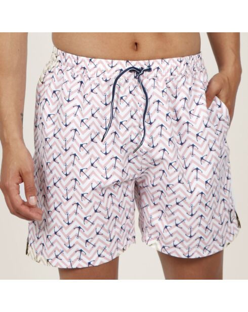 Short de bain Anclas rose