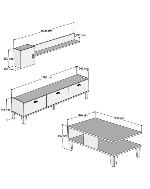 Ensemble de mobilier de salon Sumer marron/blanc