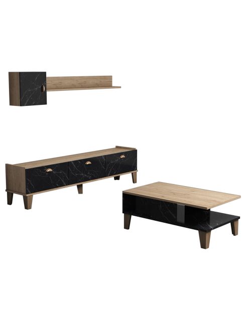 Ensemble de 3 meubles Sumer marron/marbre