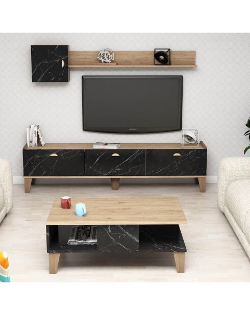 Ensemble de 3 meubles Sumer marron/marbre