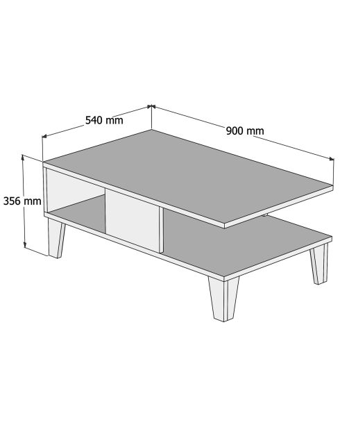 Table basse Sumer marron/blanc - 90x56x41 cm