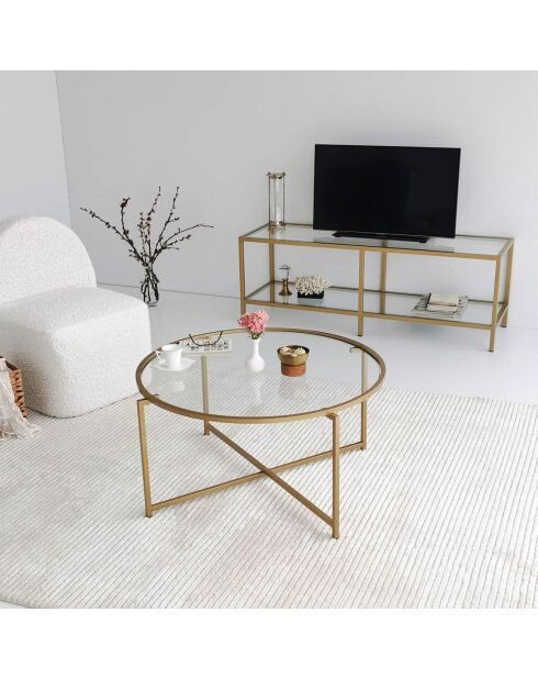 Table basse Gold Sun dorée - D.83x40 cm