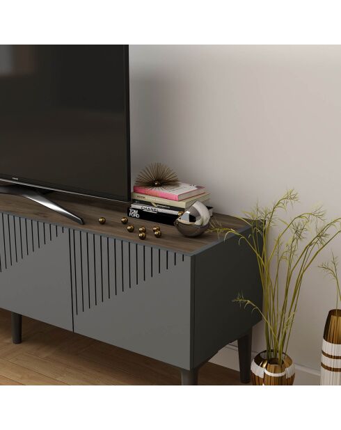 Meuble TV Draw anthracite/beige - 154x37x45 cm