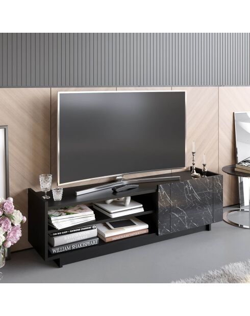 Meuble TV Valantina  noir - 140x37.1x41.4 cm