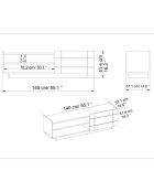 Meuble TV Valantina  blanc - 140x37.1x41.4 cm