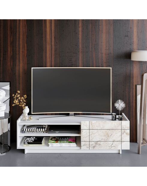 Meuble TV Valantina  blanc - 140x37.1x41.4 cm