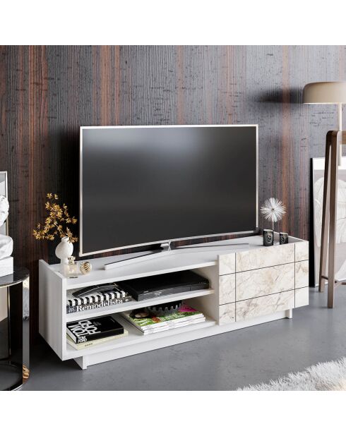 Meuble TV Valantina  blanc - 140x37.1x41.4 cm