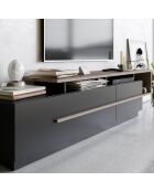 Meuble TV Pia  noir/beige - 150x46.4x46.4 cm