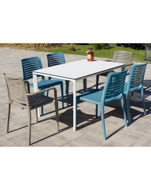Table de jardin Meet blanche - 160x90x73 cm