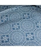 Parure housse de couette satin de coton Henna bleue