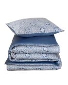Parure housse de couette satin de coton Henna bleue