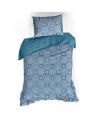 Parure housse de couette satin de coton Henna bleue