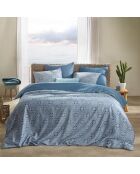 Parure housse de couette satin de coton Henna bleue