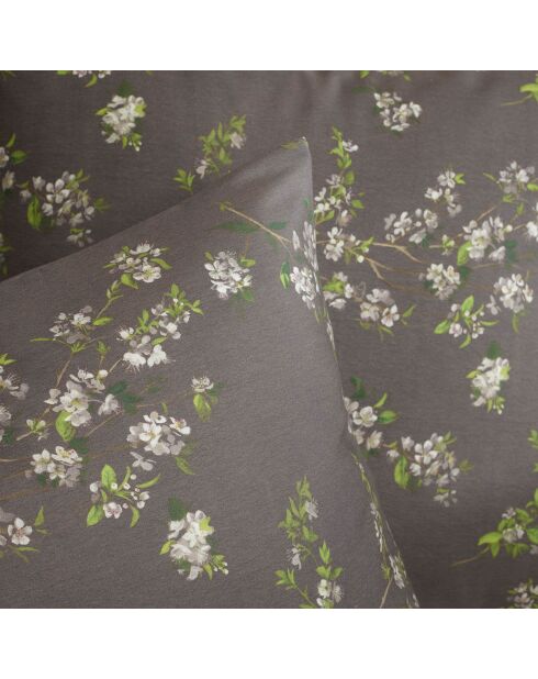 Parure housse de couette satin de coton Jasmine grise