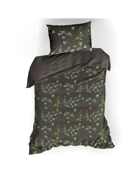 Parure housse de couette satin de coton Jasmine grise