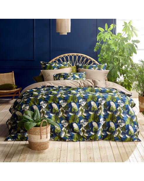 Parure housse de couette Elm vert/bleu