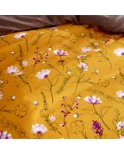 Parure housse de couette satin de coton Fleur taupe