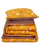 Parure housse de couette satin de coton Fleur taupe