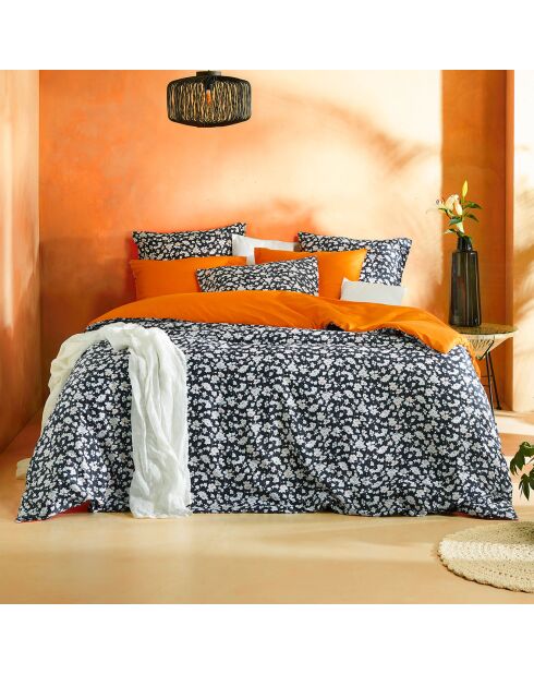 Parure housse de couette satin de coton  Ginger orange