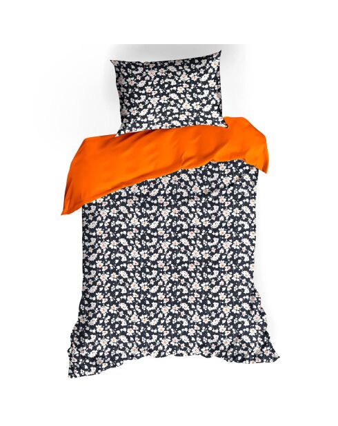 Parure housse de couette satin de coton  Ginger orange