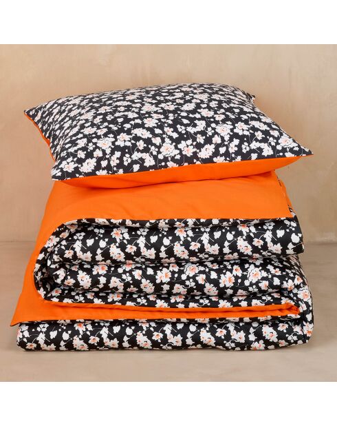 Parure housse de couette satin de coton  Ginger orange
