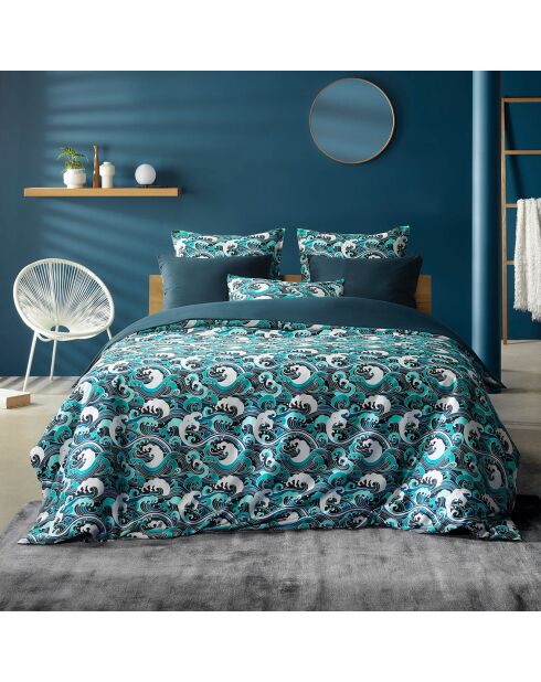 Parure housse de couette Beaufort bleu/blanc