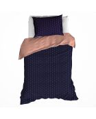 Parure housse de couette satin de coton Idyllic bleu/rose