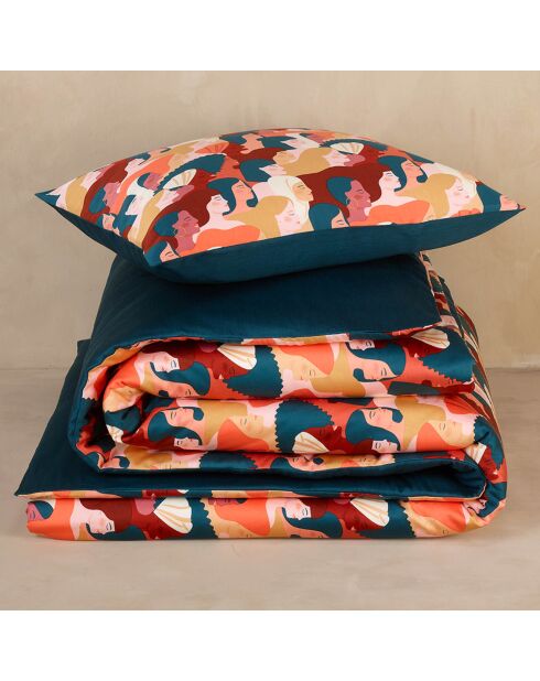 Anais veelkleurige dekbedovertrekset van katoensatijn