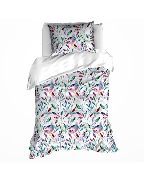 Bettbezug-Set Lupine aus weißem Baumwollsatin