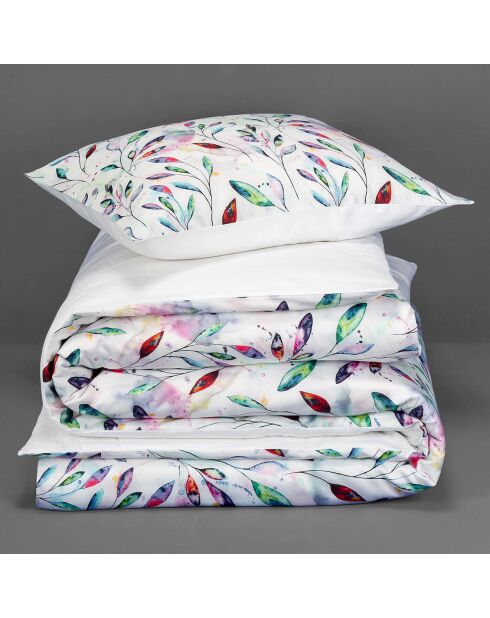 Bettbezug-Set Lupine aus weißem Baumwollsatin