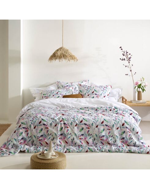 Bettbezug-Set Lupine aus weißem Baumwollsatin