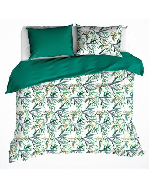 Parure housse de couette percale de coton Salix verte