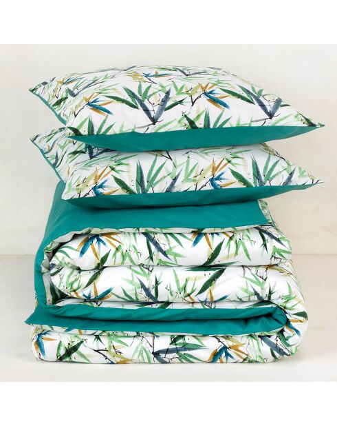 Parure housse de couette percale de coton Salix verte