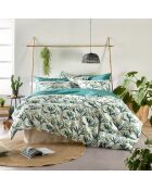 Parure housse de couette percale de coton Salix verte
