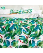 Parure housse de couette percale de coton Puddle verte