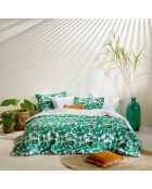 Parure housse de couette percale de coton Puddle verte