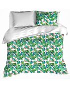 Parure housse de couette percale de coton Puddle verte