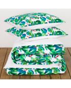 Parure housse de couette percale de coton Puddle verte